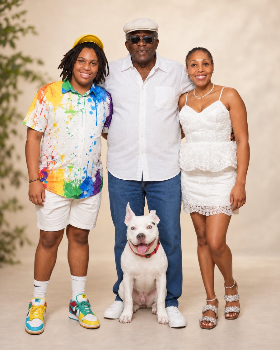 Georgette, her son Gage and her father