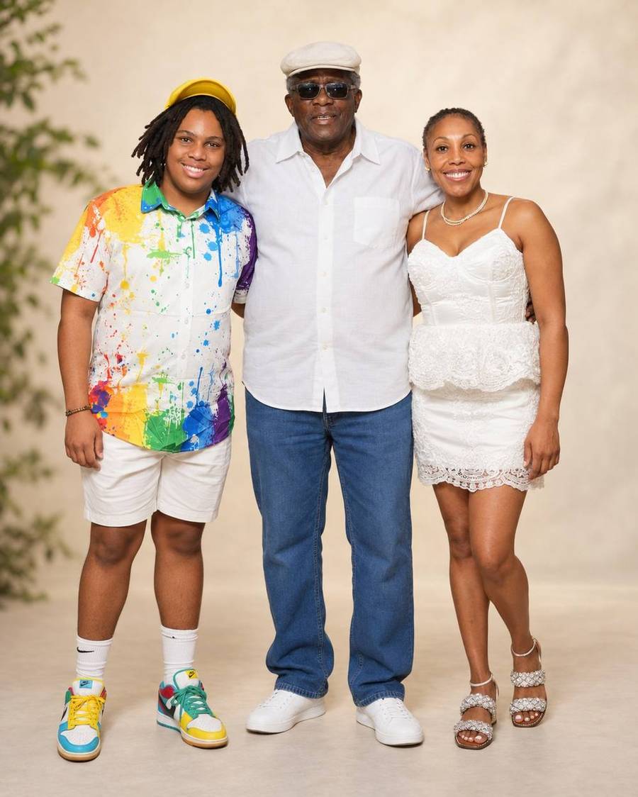 Georgette, her son Gage and her father